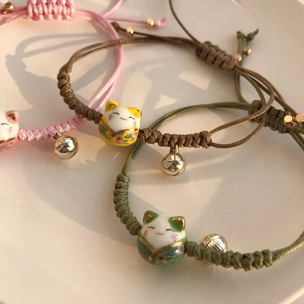 Bracelet Porte-Bonheur Maneki-Neko en Céramique