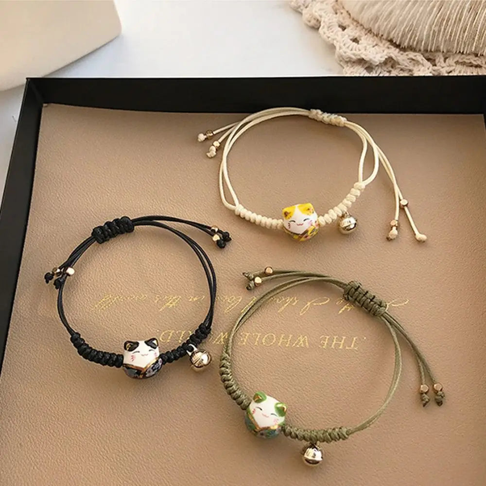 Bracelet Porte-Bonheur Maneki-Neko en Céramique