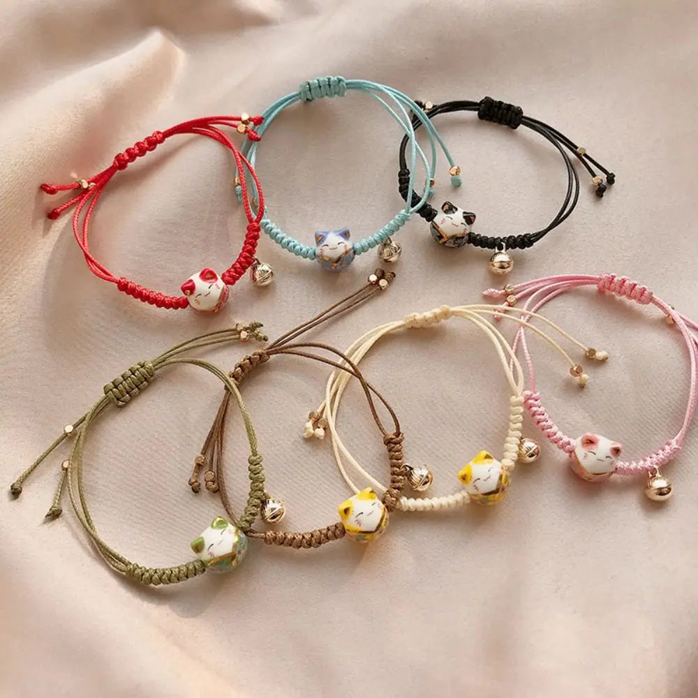Bracelet Porte-Bonheur Maneki-Neko en Céramique