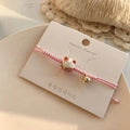 Bracelet Maneki Neko Chat Kawaii Fait Main Cordon Rouge - Câlin Kawaii