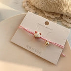 Bracelet Maneki Neko Chat Kawaii Fait Main Cordon Rouge - Câlin Kawaii