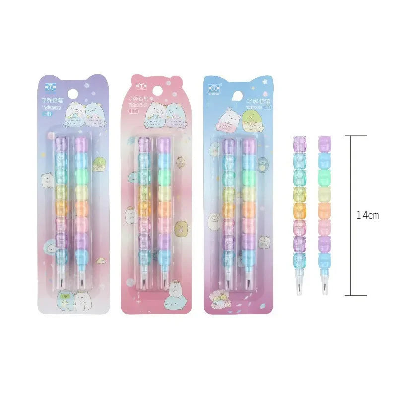 Crayon Empilable Visages Animaux Multicolore Pastel