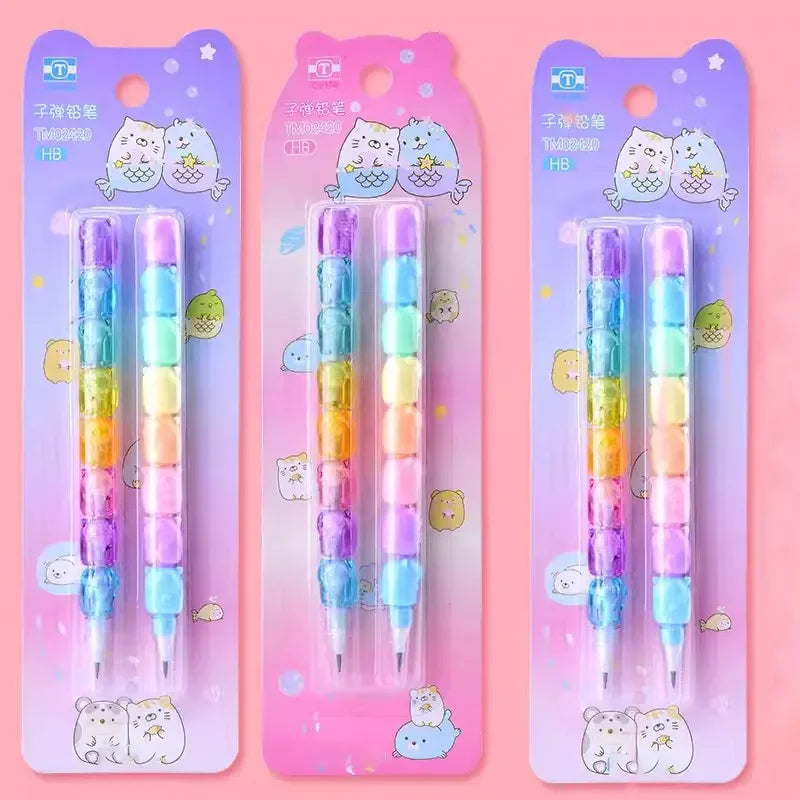 Crayon Empilable Visages Animaux Multicolore Pastel