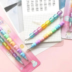 Crayon Empilable Visages Animaux Multicolore Pastel