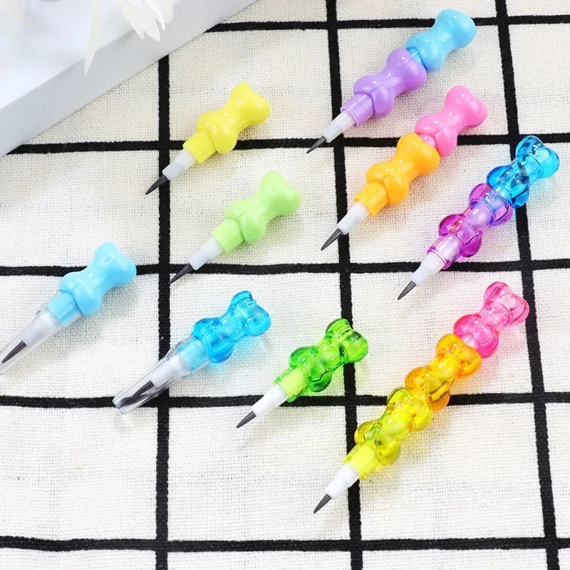 Crayon Empilable Visages Animaux Multicolore Pastel