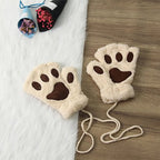Mitaines en Peluche Patte de Chat Beige