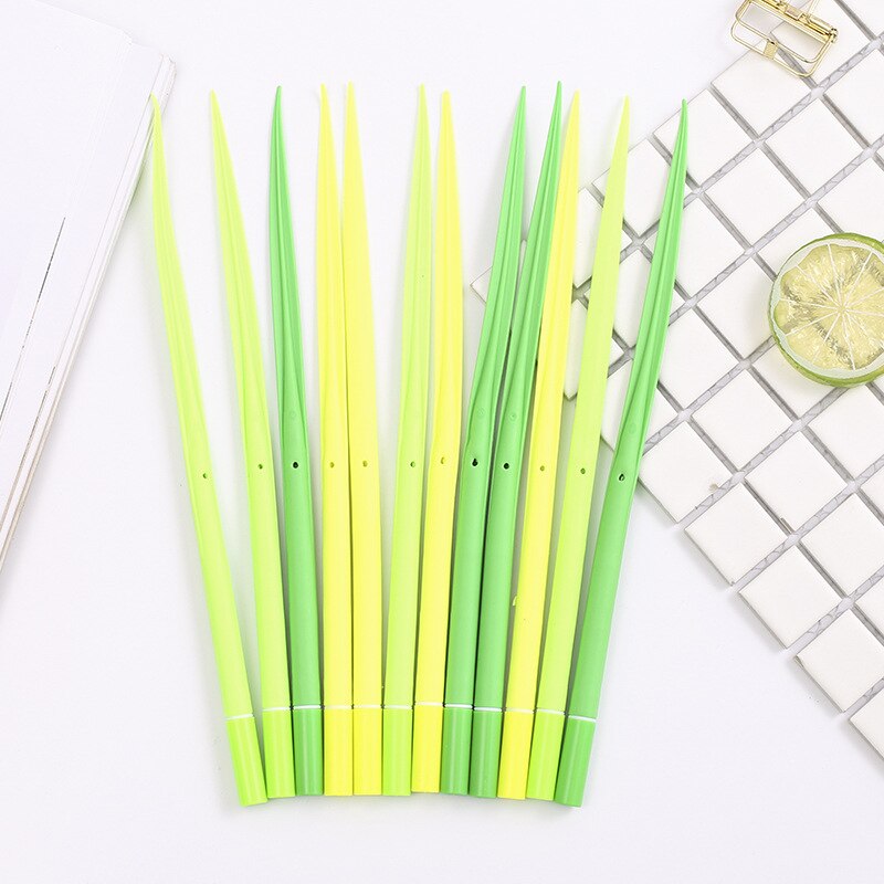 Ensemble de Stylos Herbe Vert et Jaune en Pot