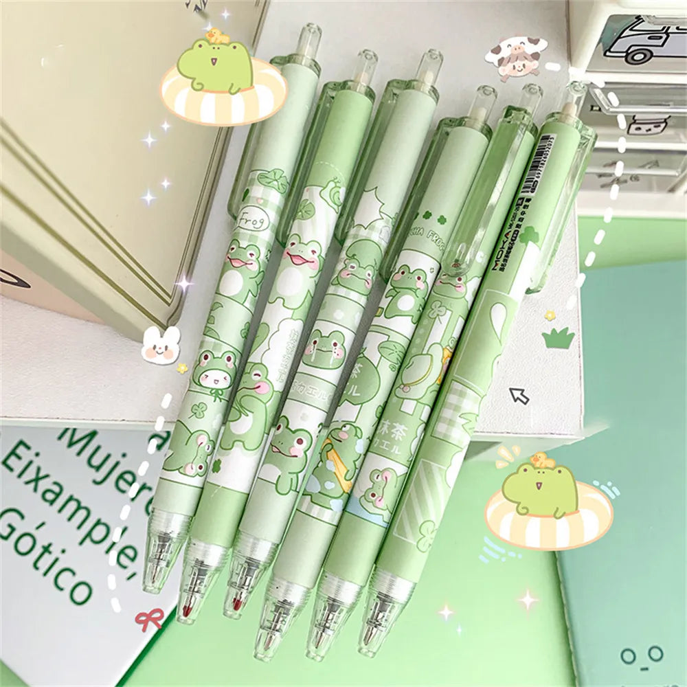 Lot de 6 Stylos Bille Grenouille Kawaii Vert Pâle