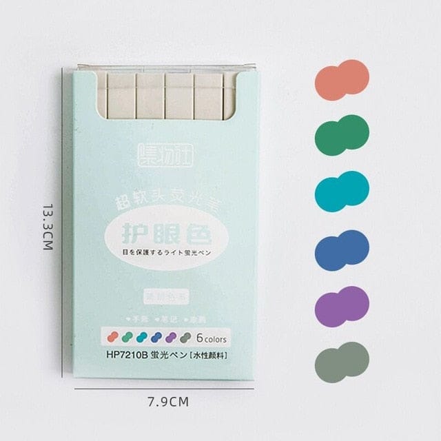 Lot de 6 Surligneurs Kawaii Couleurs Douces 2d - Câlin Kawaii
