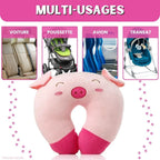 Coussin de Voyage Cochon Rose en Peluche