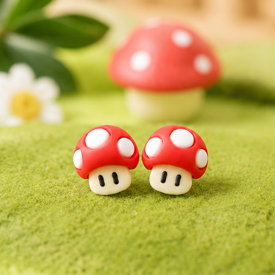 Boucles d'Oreilles Champignon Rouge