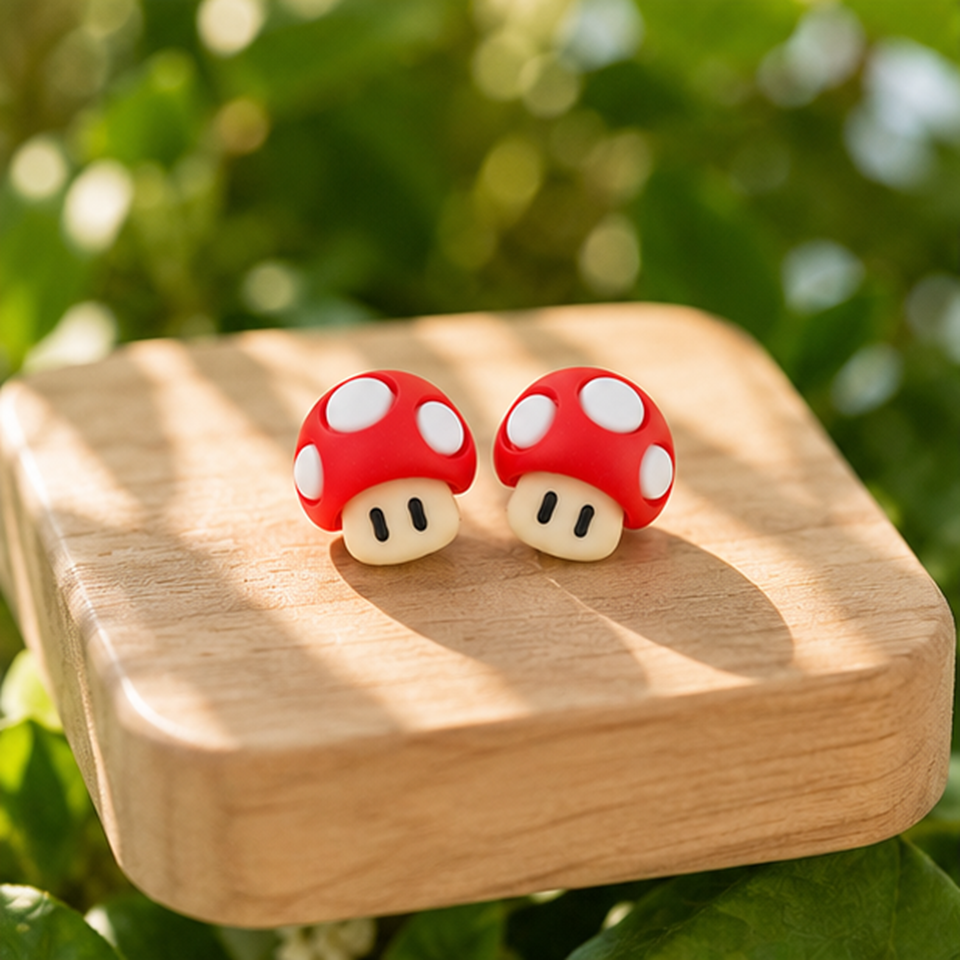 Boucles d'Oreilles Champignon Rouge