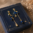 Boucles d'Oreilles Lune et Nuage Bleu