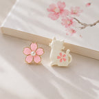 Boucles d'oreilles Chat blanc et Sakura Rose