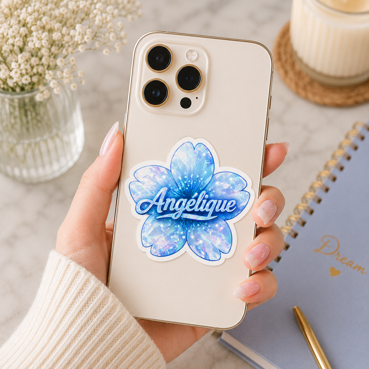 Sticker prénom en Fleur de Sakura Personnalisé