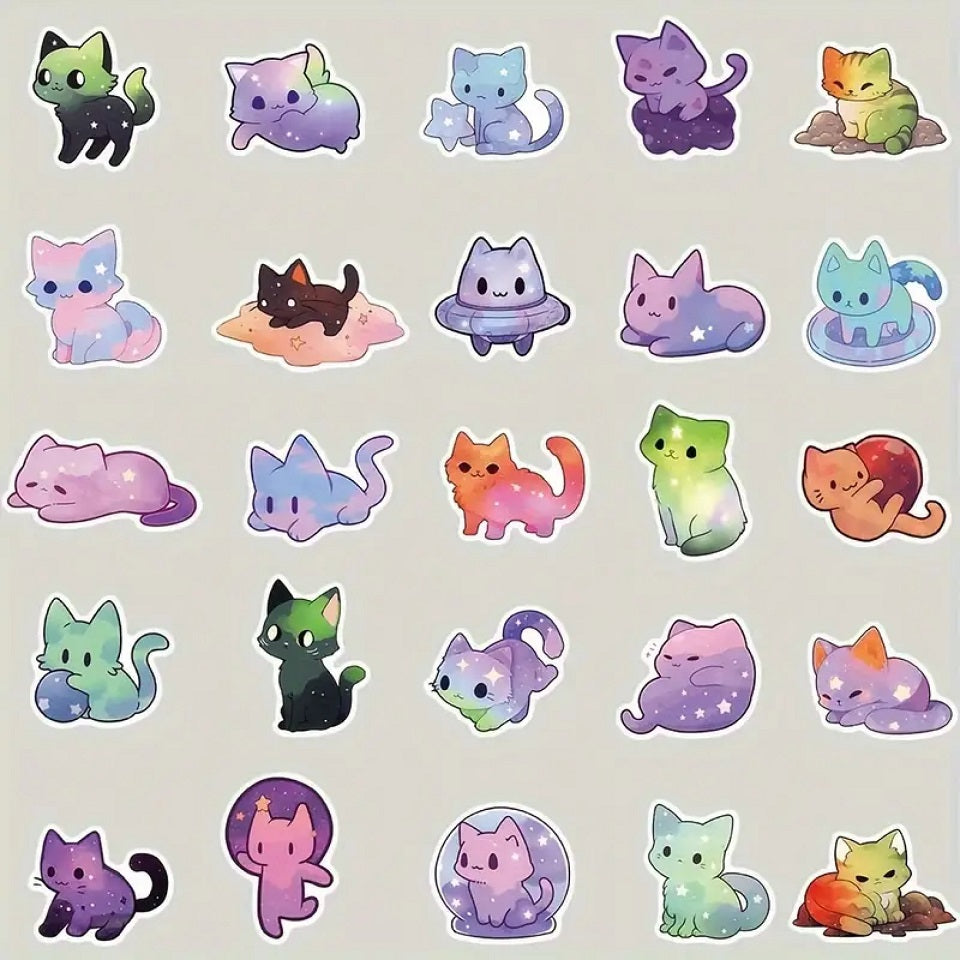 Stickers Chats Galaxie, Lot de 20 Pièces