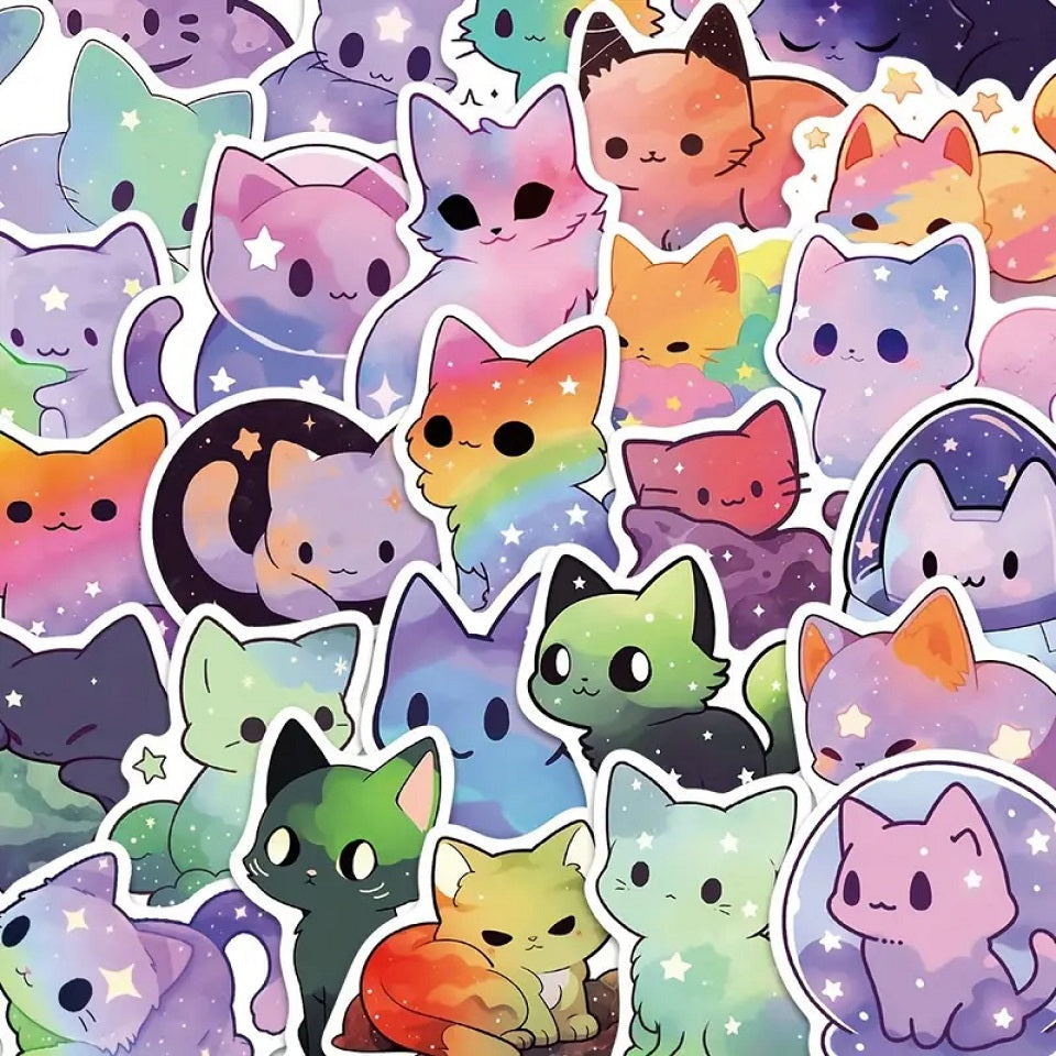 Stickers Chats Galaxie, Lot de 20 Pièces