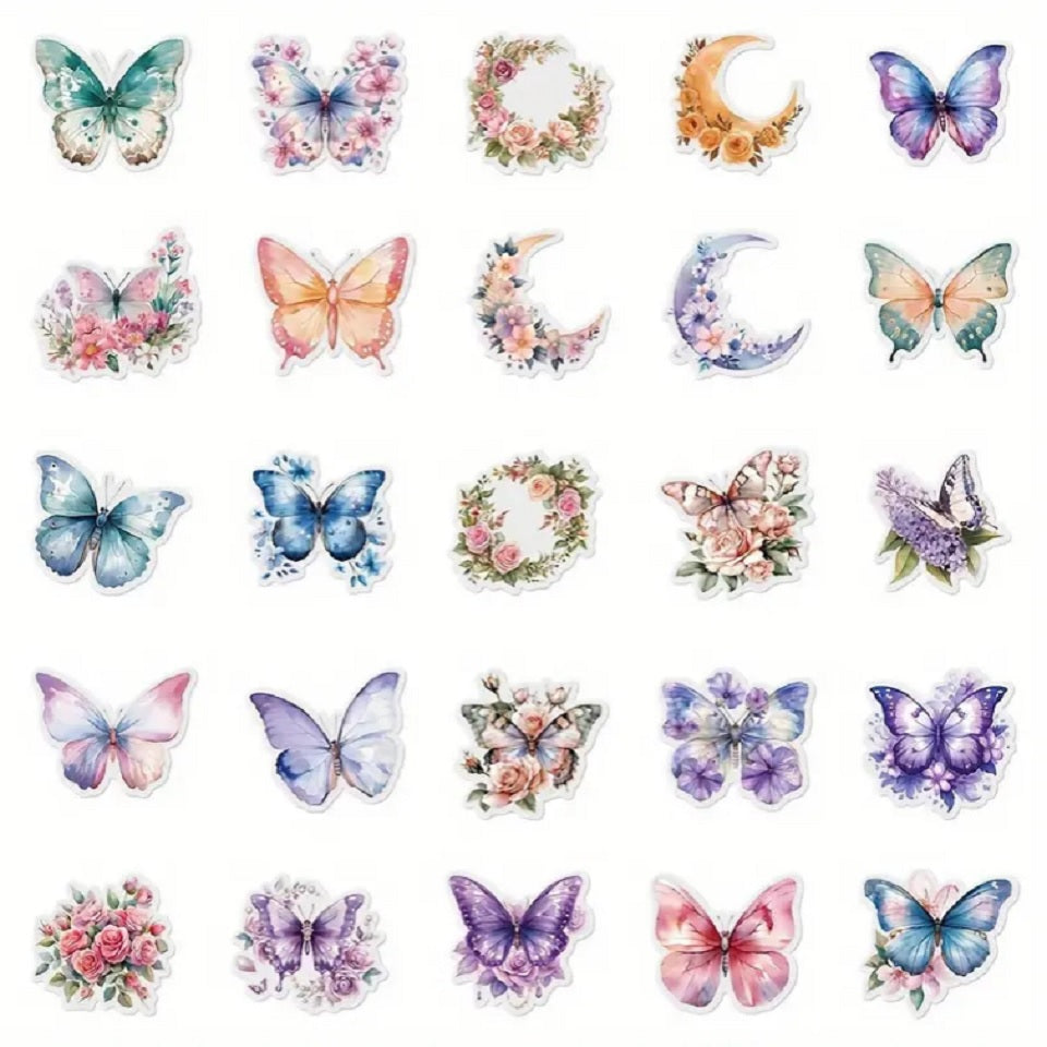 Lot de 20 Stickers Papillons Colorés