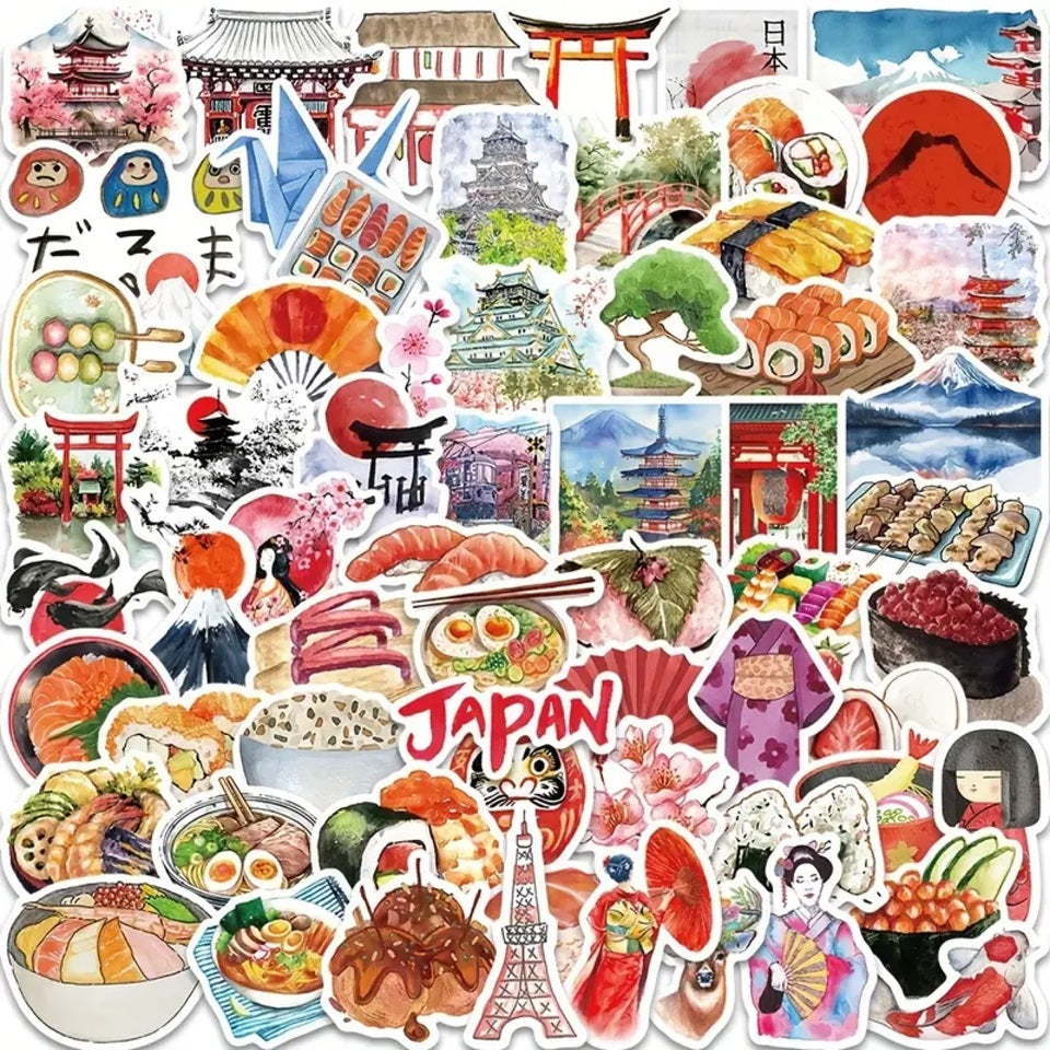 Stickers Thème Japon, Lot de 20 Pièces en Promo