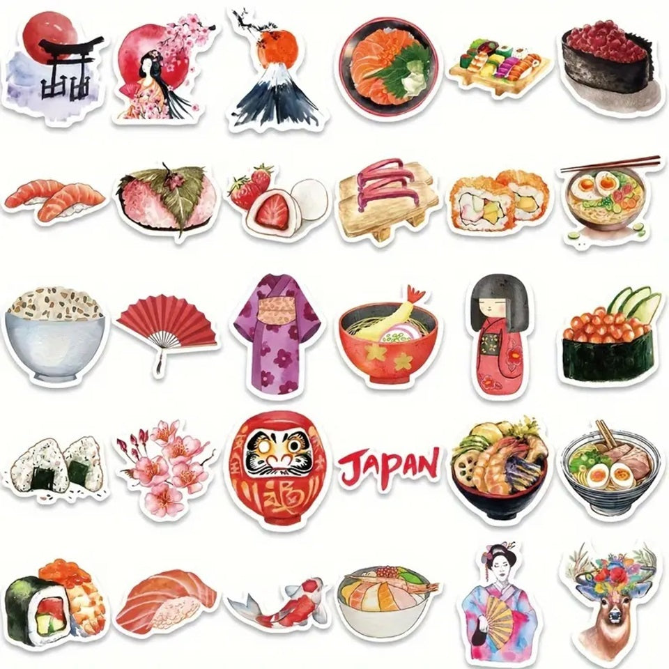 Stickers Thème Japon, Lot de 20 Pièces en Promo