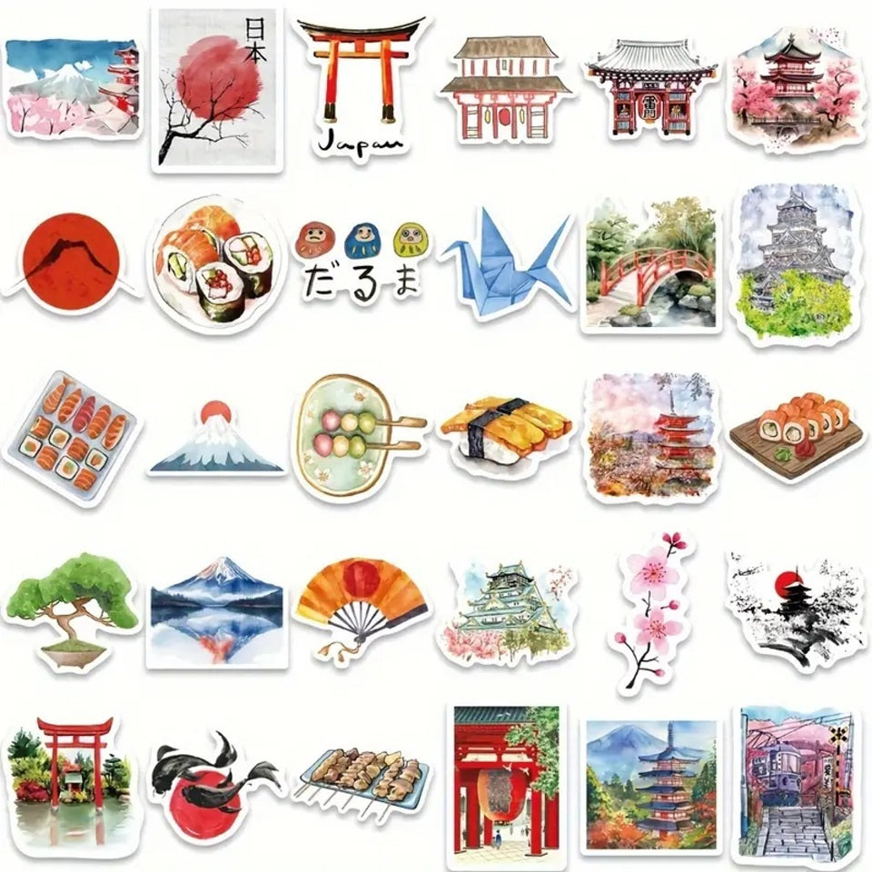 Stickers Thème Japon, Lot de 20 Pièces en Promo