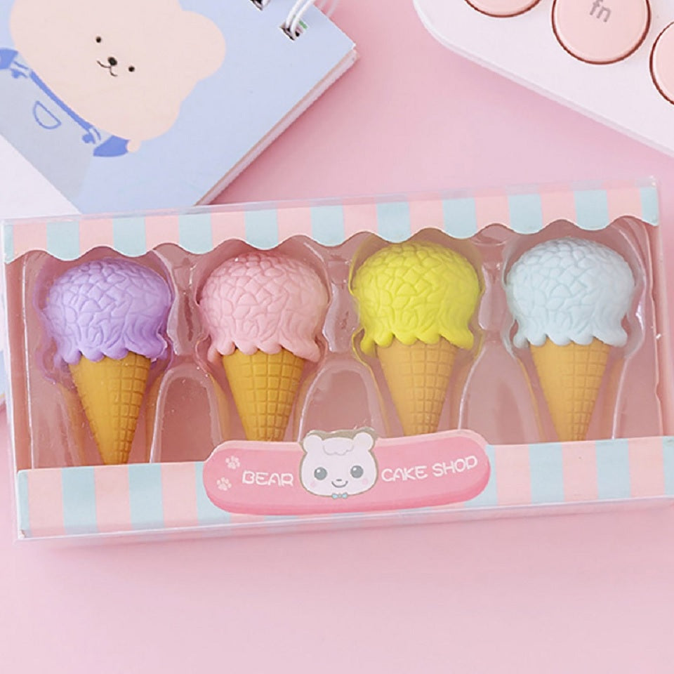 Lot de 4 Gommes Glacées Colorées