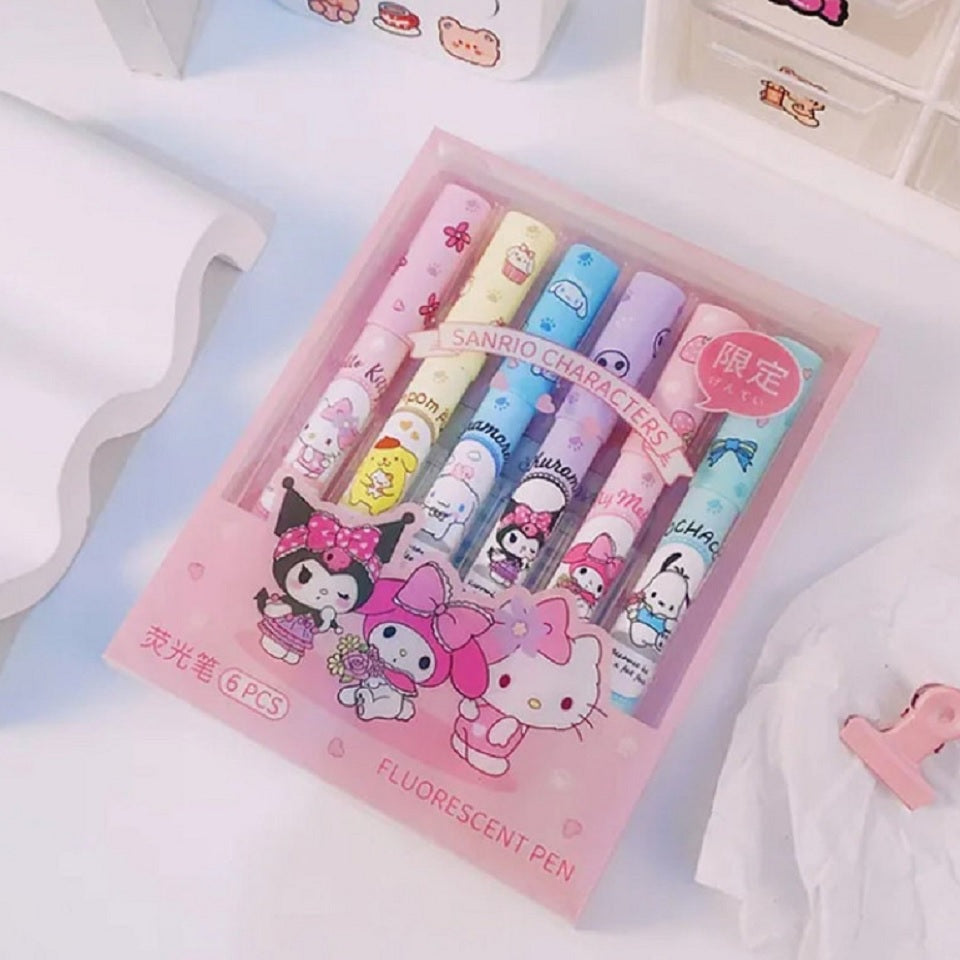 Lot de 6 Surligneurs Sanrio Colorés