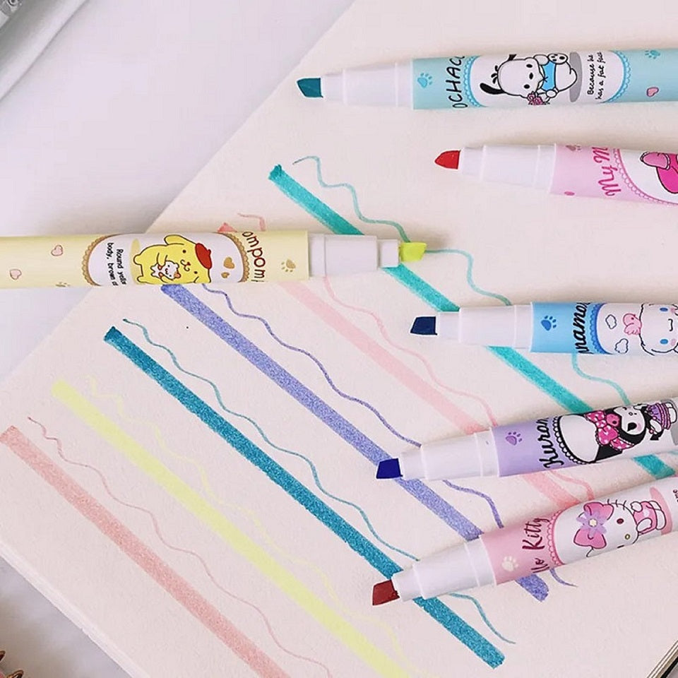 Lot de 6 Surligneurs Sanrio Colorés