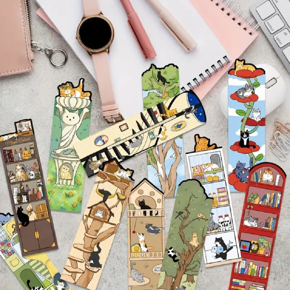 Marque-page en Carton avec Chats Joyeux