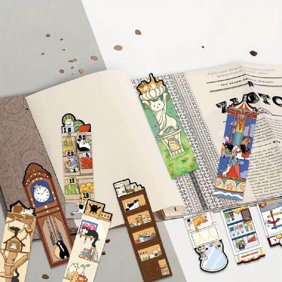Marque-page en Carton avec Chats Joyeux