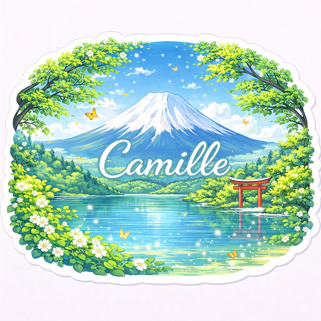 Sticker Prénom Personnalisé Mont Fuji