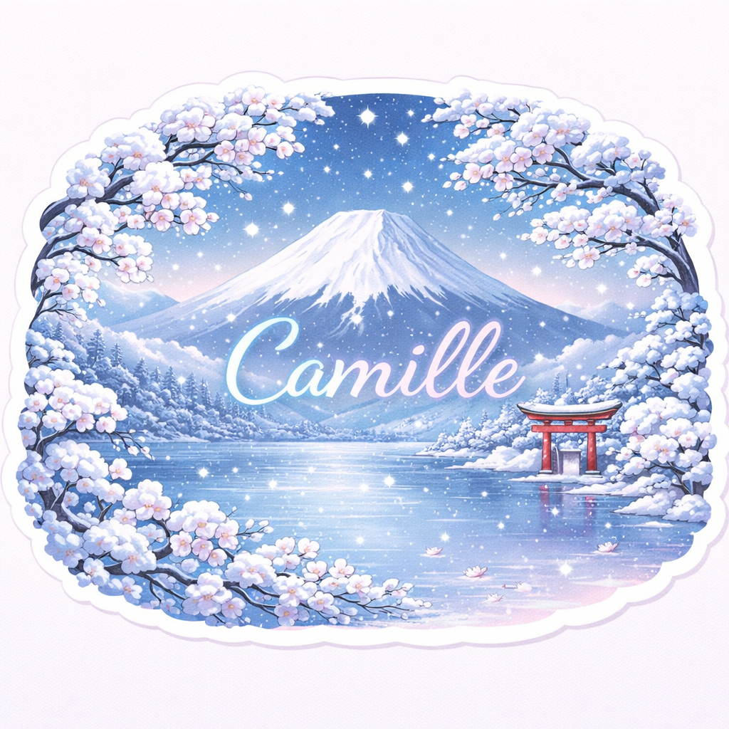 Sticker Prénom Personnalisé Mont Fuji