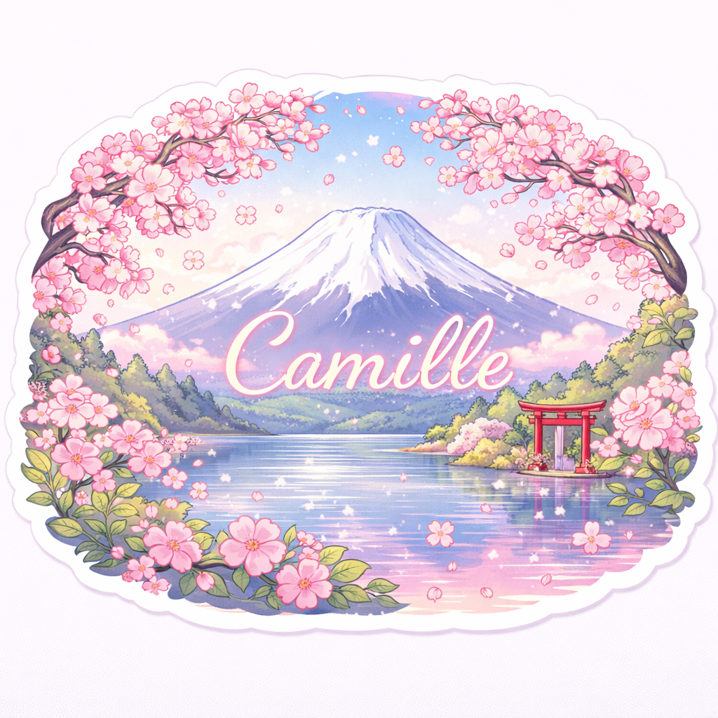 Sticker Prénom Personnalisé Mont Fuji