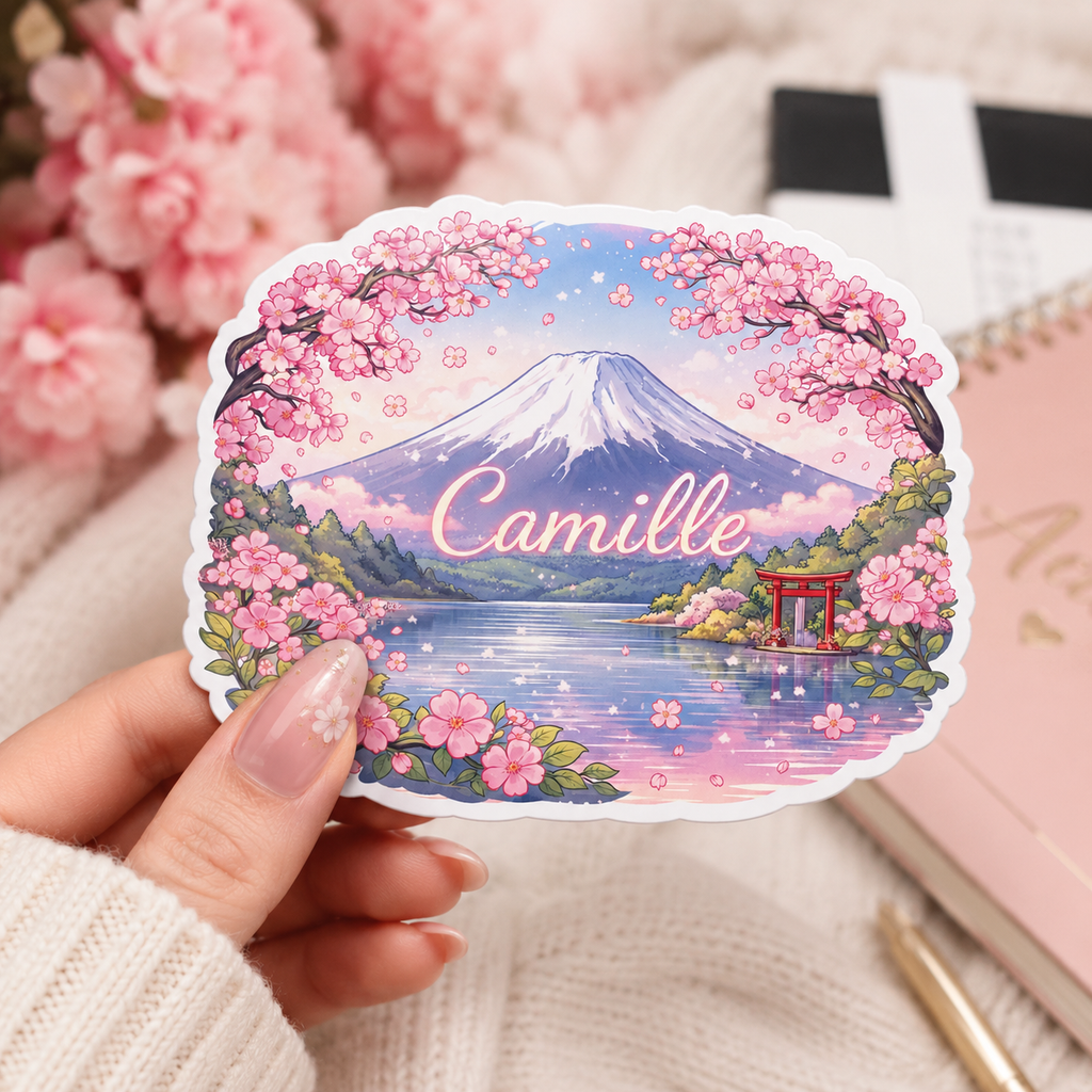 Sticker Prénom Personnalisé Mont Fuji