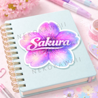 Sticker prénom en Fleur de Sakura Personnalisé