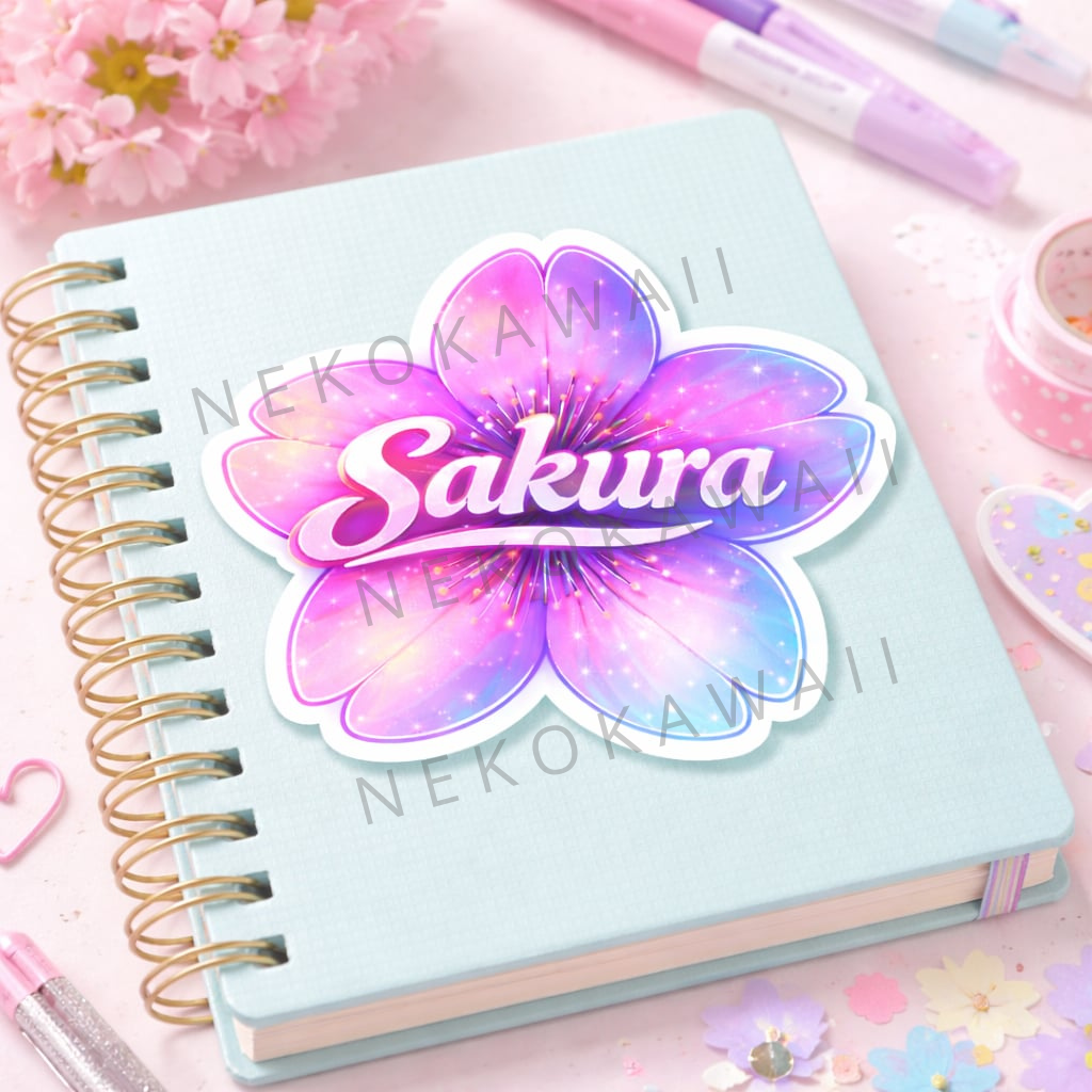 Sticker prénom en Fleur de Sakura Personnalisé