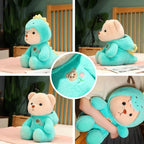 Ours en Peluche Crème avec Costume de Lapin Blanc Doux