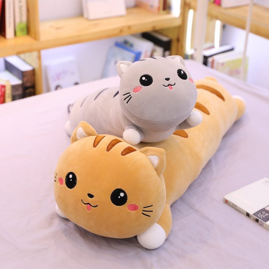 Peluche Chat Oreiller Roux Mignon à Rayures