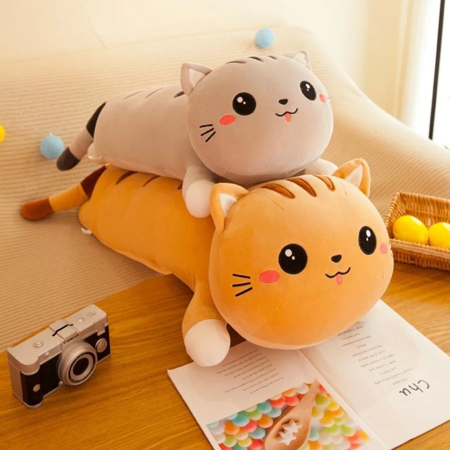 Peluche Chat Oreiller Roux Mignon à Rayures