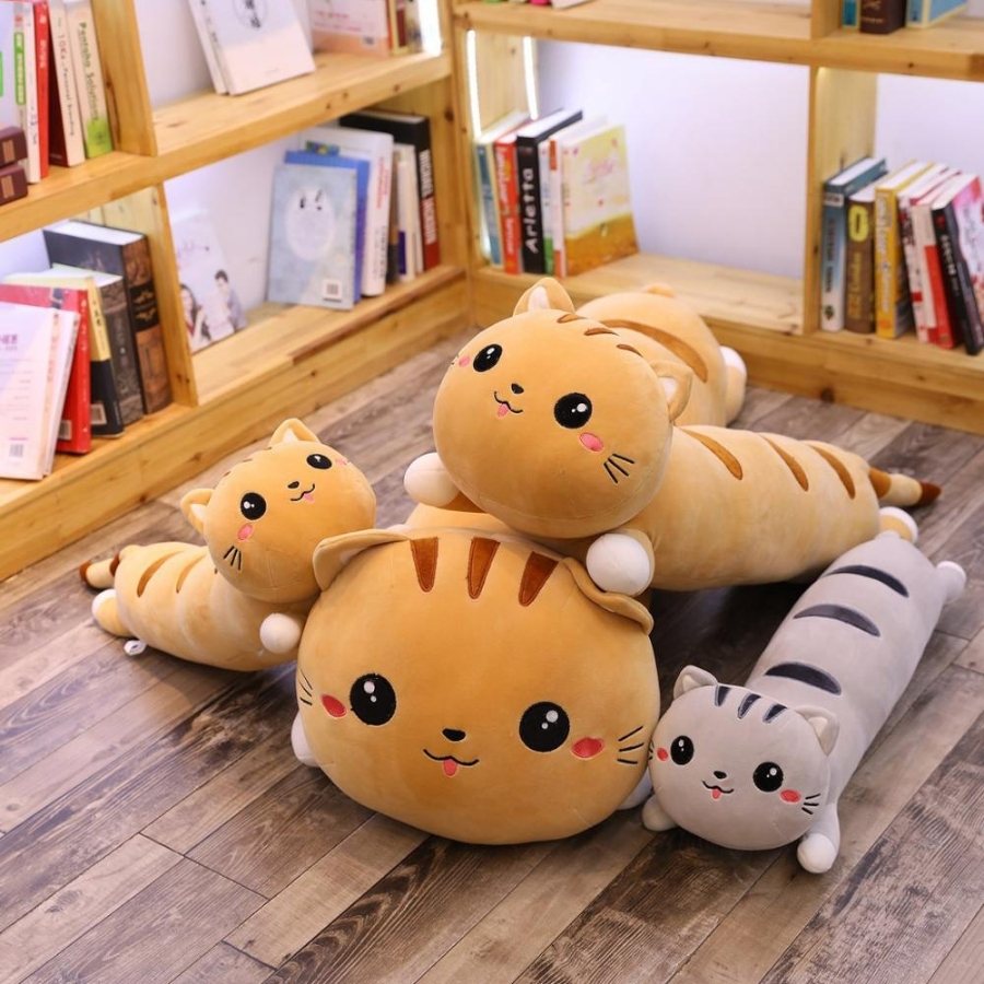 Peluche Chat Oreiller Roux Mignon à Rayures