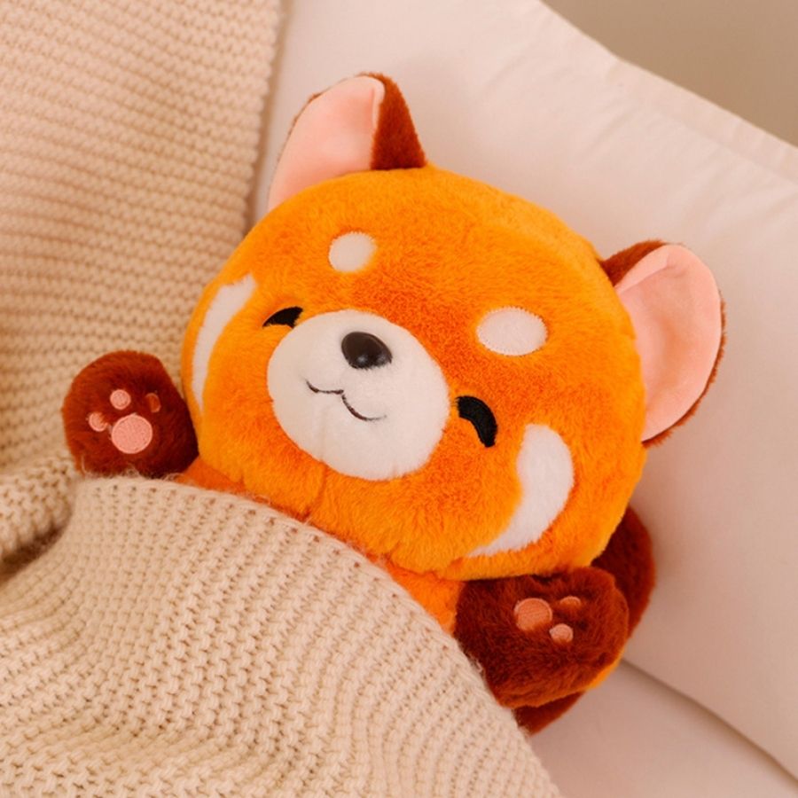 Peluche de Panda Roux Orange Mignon à Queue Rayée