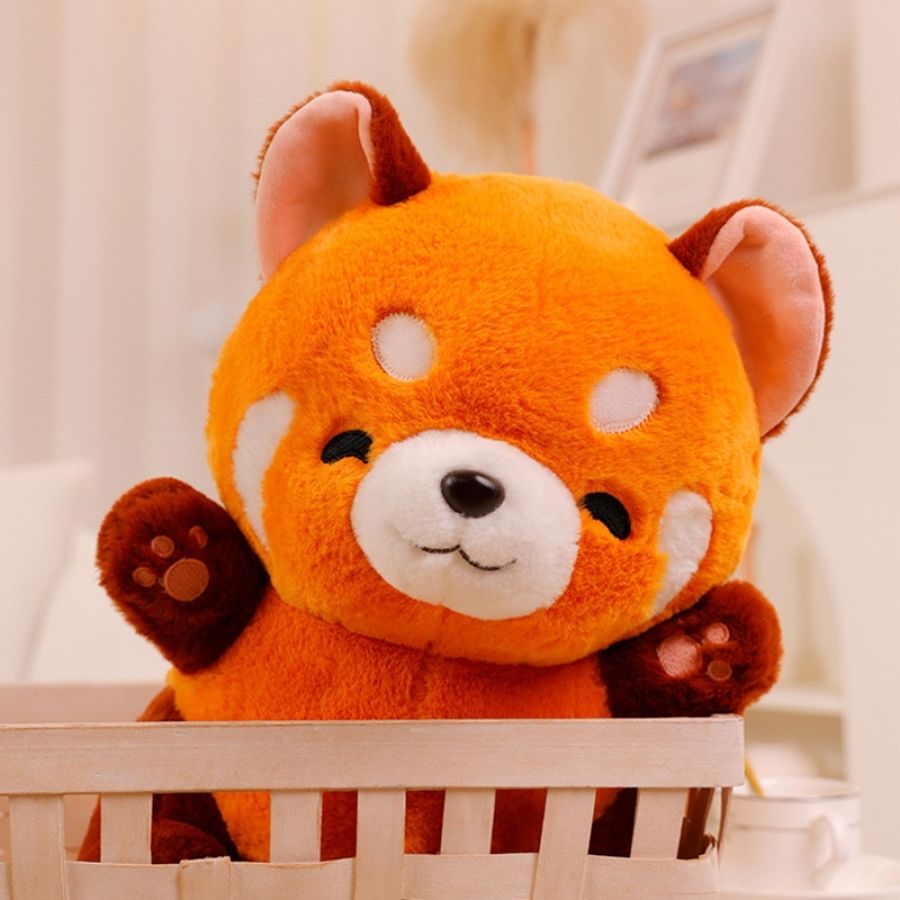 Peluche de Panda Roux Orange Mignon à Queue Rayée
