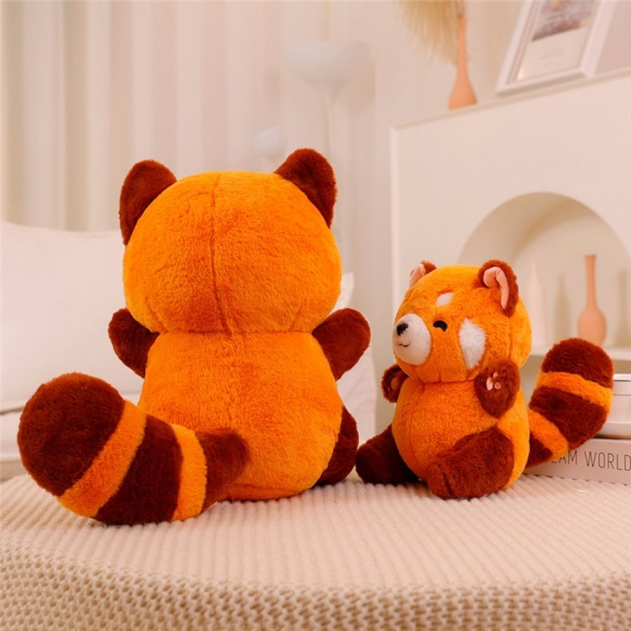 Peluche de Panda Roux Orange Mignon à Queue Rayée
