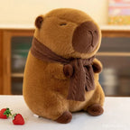 Peluche de Capybara Marron à Écharpe Tricotée