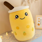 Peluche Kawaii Rose Pâle Boba Tea aux Fraises