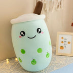Peluche Kawaii Rose Pâle Boba Tea aux Fraises