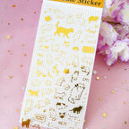 Planche de Stickers Chats Dorés