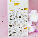Planche de Stickers Chats Dorés