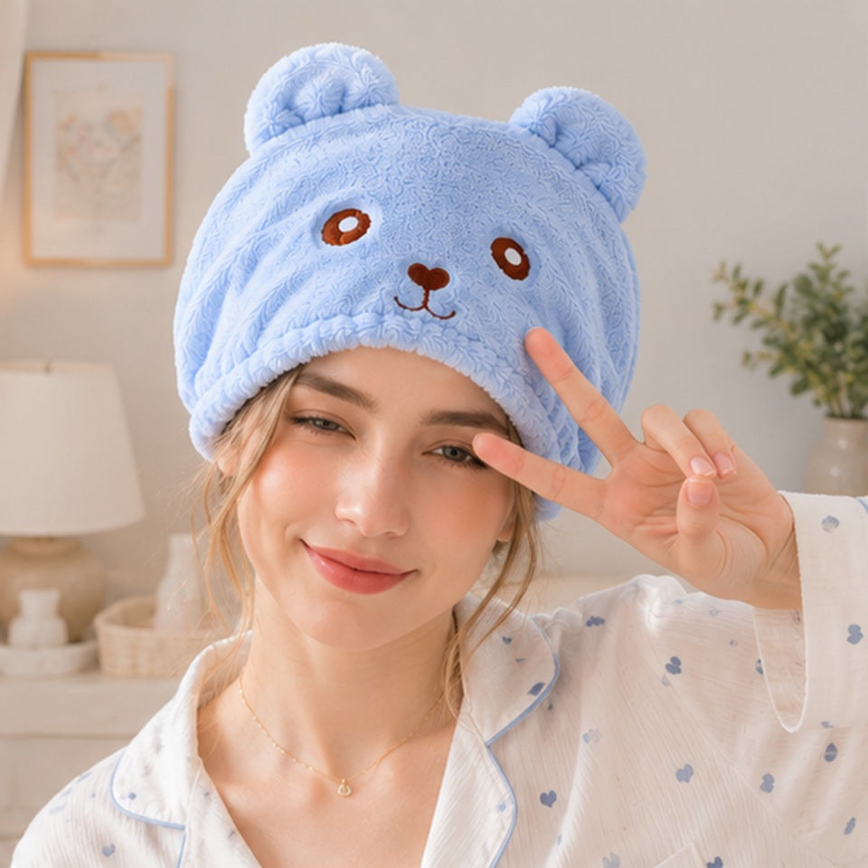 Serviette en Microfibre pour Cheveux Ourson