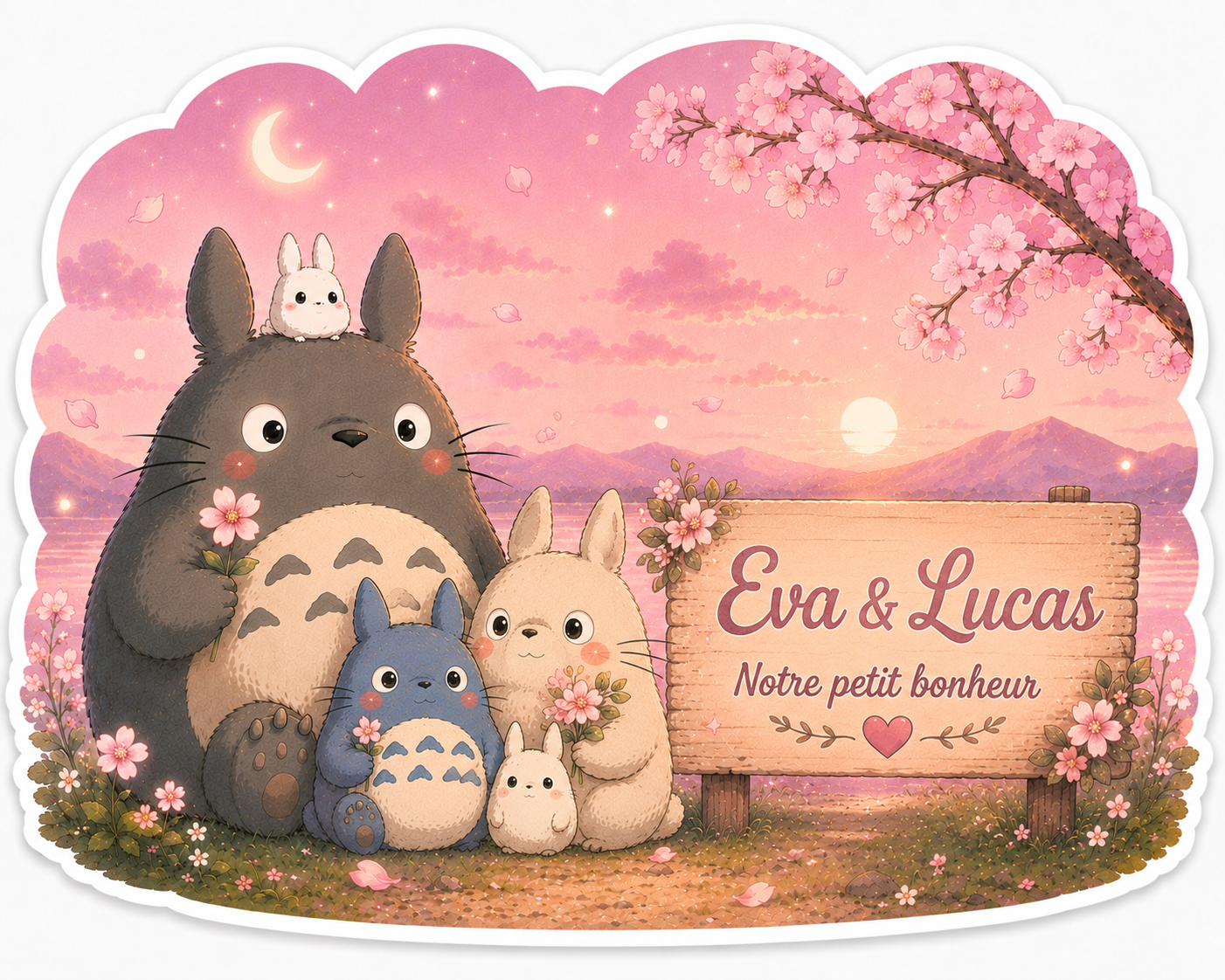 Autocollant Rêveur Rose avec Eva et Personnages Mignons